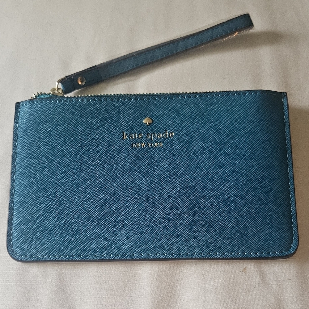 New W Tags KATE SPADE NEW YORK Wallet Wristlet Clutch Teal Leather 98689249028 - Picture 8 of 8